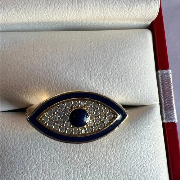 Evil eye ring cubic zirconia 14k over sterling NWT - Picture 4 of 7